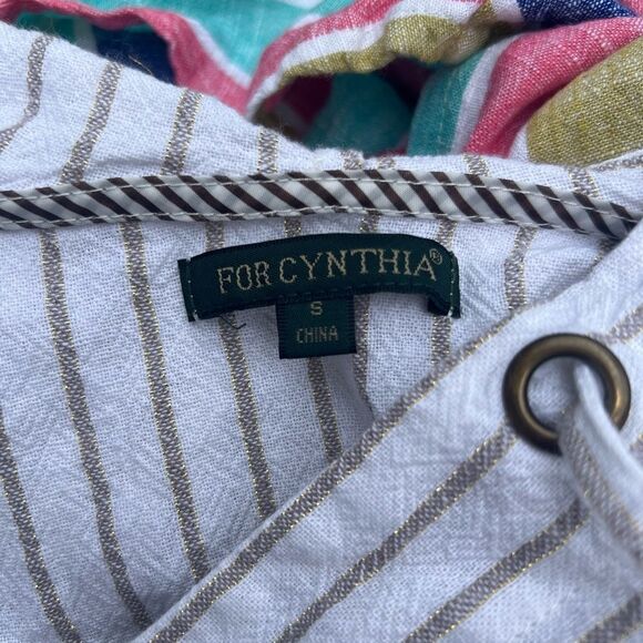 For Cynthia White and Black Striped Sleeveless Button-Down Shirt size small - Picture 5 of 5